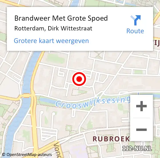 Locatie op kaart van de 112 melding: Brandweer Met Grote Spoed Naar Rotterdam, Dirk Wittestraat op 13 juli 2017 20:38