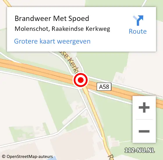 Locatie op kaart van de 112 melding: Brandweer Met Spoed Naar Molenschot, Raakeindse Kerkweg op 13 juli 2017 21:37