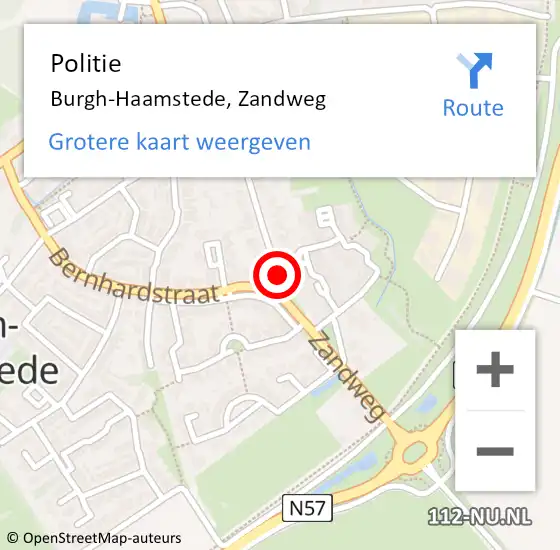 Locatie op kaart van de 112 melding: Politie Burgh-Haamstede, Zandweg op 13 juli 2017 22:05