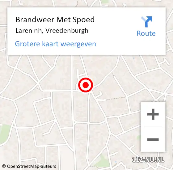 Locatie op kaart van de 112 melding: Brandweer Met Spoed Naar Laren nh, Vreedenburgh op 13 juli 2017 22:33