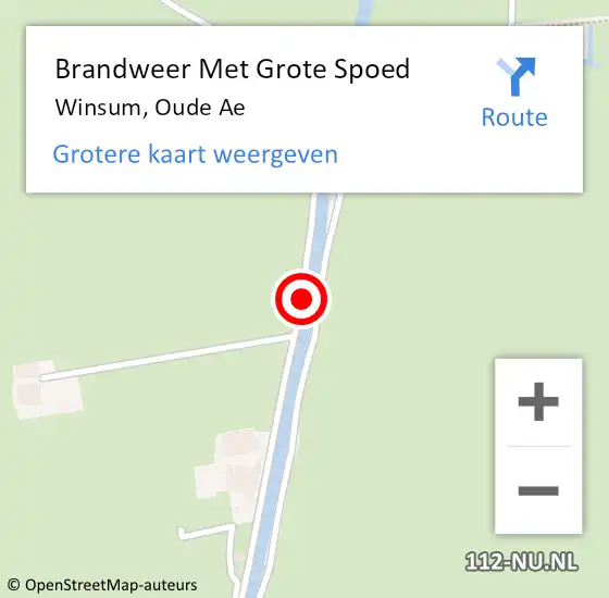 Locatie op kaart van de 112 melding: Brandweer Met Grote Spoed Naar Winsum, Oude Ae op 13 juli 2017 22:50