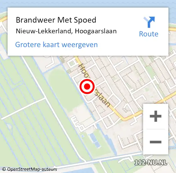 Locatie op kaart van de 112 melding: Brandweer Met Spoed Naar Nieuw-Lekkerland, Hoogaarslaan op 13 juli 2017 23:07