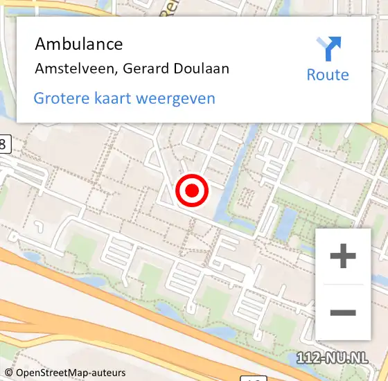 Locatie op kaart van de 112 melding: Ambulance Amstelveen, Gerard Doulaan op 13 juli 2017 23:55