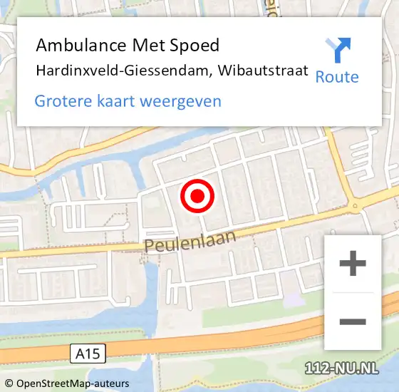 Locatie op kaart van de 112 melding: Ambulance Met Spoed Naar Hardinxveld-Giessendam, Wibautstraat op 14 juli 2017 00:21