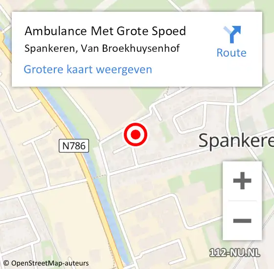 Locatie op kaart van de 112 melding: Ambulance Met Grote Spoed Naar Spankeren, Van Broekhuysenhof op 14 juli 2017 00:25