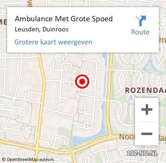 Locatie op kaart van de 112 melding: Ambulance Met Grote Spoed Naar Leusden, Duinroos op 14 juli 2017 00:52