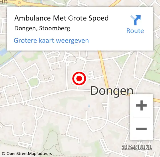 Locatie op kaart van de 112 melding: Ambulance Met Grote Spoed Naar Dongen, Stoomberg op 14 juli 2017 01:08