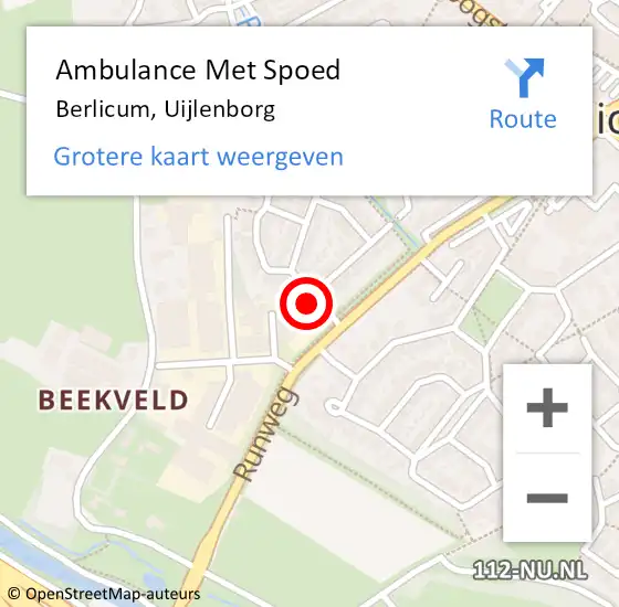 Locatie op kaart van de 112 melding: Ambulance Met Spoed Naar Berlicum, Uijlenborg op 14 juli 2017 02:46