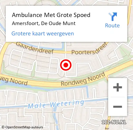 Locatie op kaart van de 112 melding: Ambulance Met Grote Spoed Naar Amersfoort, De Oude Munt op 14 juli 2017 05:37