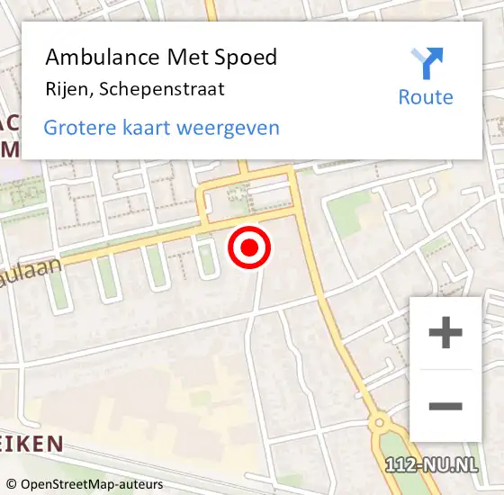 Locatie op kaart van de 112 melding: Ambulance Met Spoed Naar Rijen, Schepenstraat op 14 juli 2017 05:55