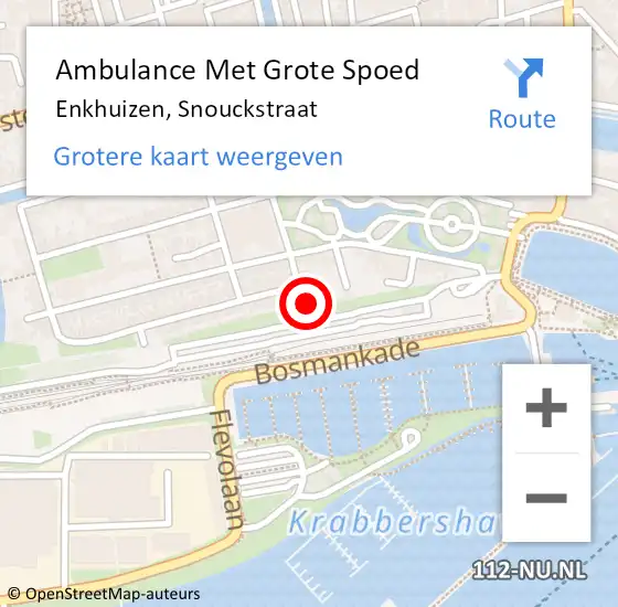 Locatie op kaart van de 112 melding: Ambulance Met Grote Spoed Naar Enkhuizen, Snouckstraat op 14 juli 2017 07:18