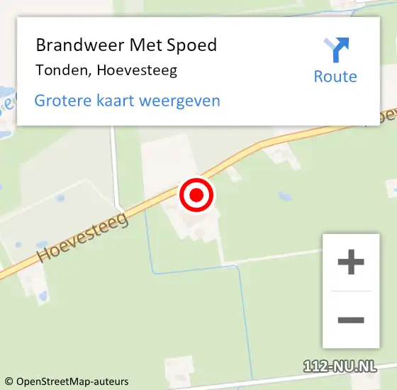 Locatie op kaart van de 112 melding: Brandweer Met Spoed Naar Tonden, Hoevesteeg op 14 juli 2017 07:20