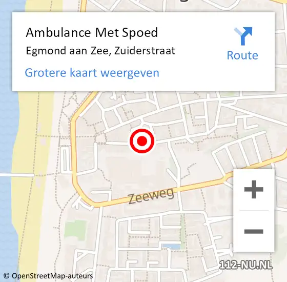 Locatie op kaart van de 112 melding: Ambulance Met Spoed Naar Egmond aan Zee, Zuiderstraat op 27 januari 2014 01:33