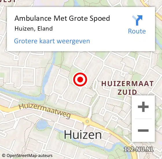 Locatie op kaart van de 112 melding: Ambulance Met Grote Spoed Naar Huizen, Eland op 27 januari 2014 01:39