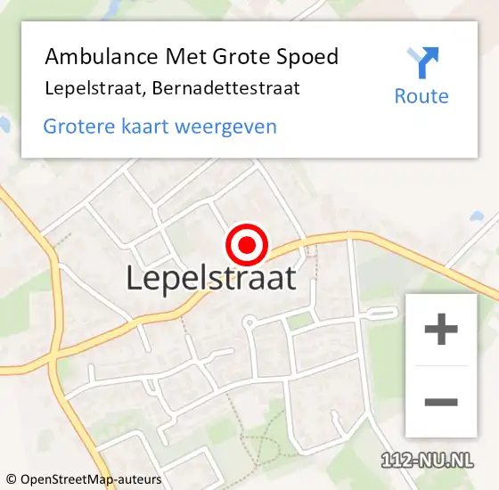 Locatie op kaart van de 112 melding: Ambulance Met Grote Spoed Naar Lepelstraat, Bernadettestraat op 14 juli 2017 08:20