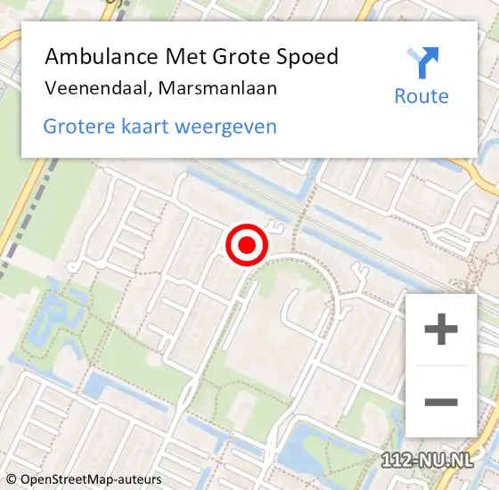 Locatie op kaart van de 112 melding: Ambulance Met Grote Spoed Naar Veenendaal, Marsmanlaan op 14 juli 2017 09:13