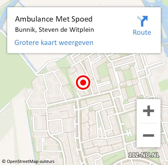 Locatie op kaart van de 112 melding: Ambulance Met Spoed Naar Bunnik, Steven de Witplein op 14 juli 2017 09:49