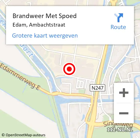 Locatie op kaart van de 112 melding: Brandweer Met Spoed Naar Edam, Ambachtstraat op 14 juli 2017 10:37