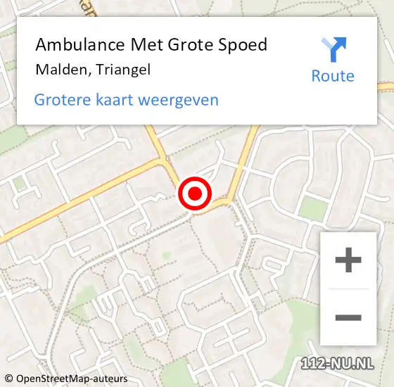 Locatie op kaart van de 112 melding: Ambulance Met Grote Spoed Naar Malden, Triangel op 14 juli 2017 10:46