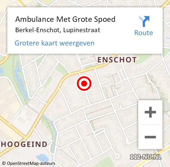 Locatie op kaart van de 112 melding: Ambulance Met Grote Spoed Naar Berkel-Enschot, Lupinestraat op 27 januari 2014 02:21