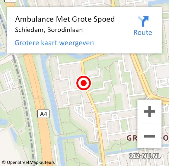 Locatie op kaart van de 112 melding: Ambulance Met Grote Spoed Naar Schiedam, Borodinlaan op 14 juli 2017 11:02