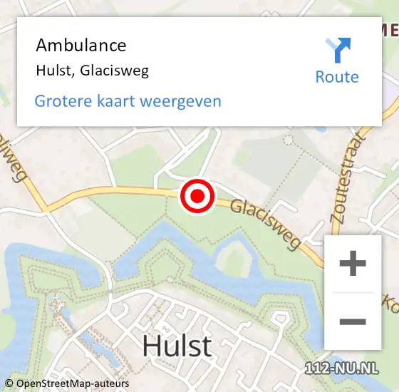 Locatie op kaart van de 112 melding: Ambulance Hulst, Glacisweg op 14 juli 2017 11:34