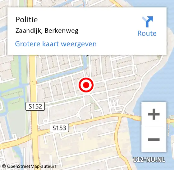 Locatie op kaart van de 112 melding: Politie Zaandijk, Berkenweg op 14 juli 2017 11:54