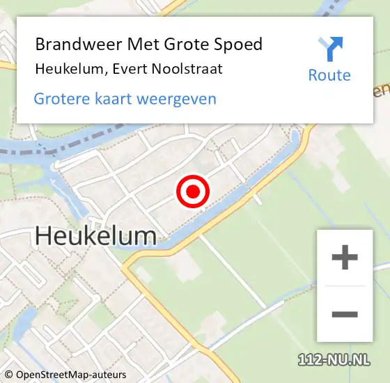 Locatie op kaart van de 112 melding: Brandweer Met Grote Spoed Naar Heukelum, Evert Noolstraat op 14 juli 2017 12:06