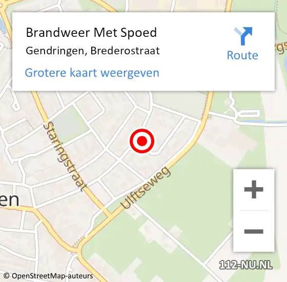 Locatie op kaart van de 112 melding: Brandweer Met Spoed Naar Gendringen, Brederostraat op 14 juli 2017 12:35