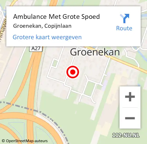 Locatie op kaart van de 112 melding: Ambulance Met Grote Spoed Naar Groenekan, Copijnlaan op 14 juli 2017 14:07