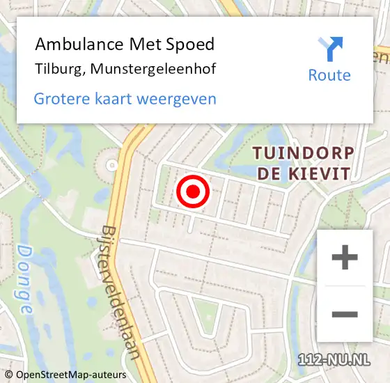 Locatie op kaart van de 112 melding: Ambulance Met Spoed Naar Tilburg, Munstergeleenhof op 14 juli 2017 15:20