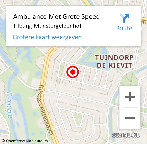 Locatie op kaart van de 112 melding: Ambulance Met Grote Spoed Naar Tilburg, Munstergeleenhof op 14 juli 2017 15:21