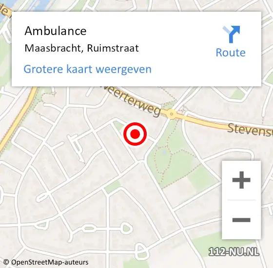 Locatie op kaart van de 112 melding: Ambulance Maasbracht, Ruimstraat op 27 januari 2014 04:22