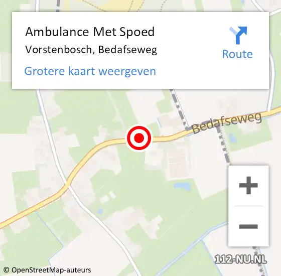 Locatie op kaart van de 112 melding: Ambulance Met Spoed Naar Vorstenbosch, Bedafseweg op 14 juli 2017 16:28