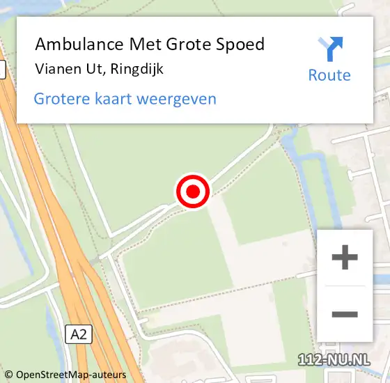 Locatie op kaart van de 112 melding: Ambulance Met Grote Spoed Naar Vianen Ut, Ringdijk op 14 juli 2017 17:28