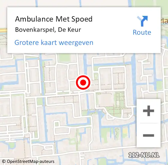 Locatie op kaart van de 112 melding: Ambulance Met Spoed Naar Bovenkarspel, De Keur op 14 juli 2017 18:19