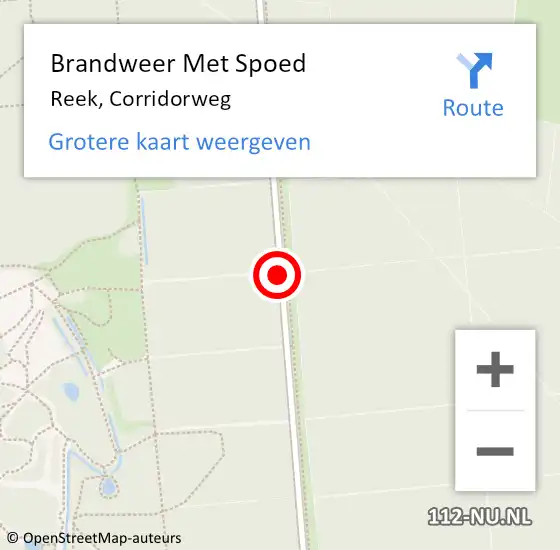 Locatie op kaart van de 112 melding: Brandweer Met Spoed Naar Reek, Corridorweg op 14 juli 2017 18:24