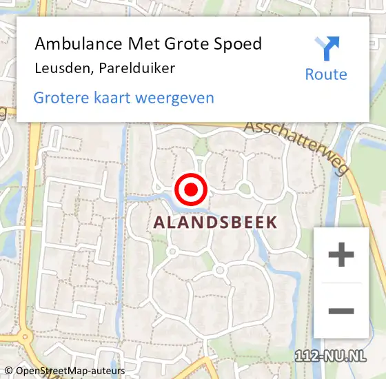 Locatie op kaart van de 112 melding: Ambulance Met Grote Spoed Naar Leusden, Parelduiker op 14 juli 2017 18:29