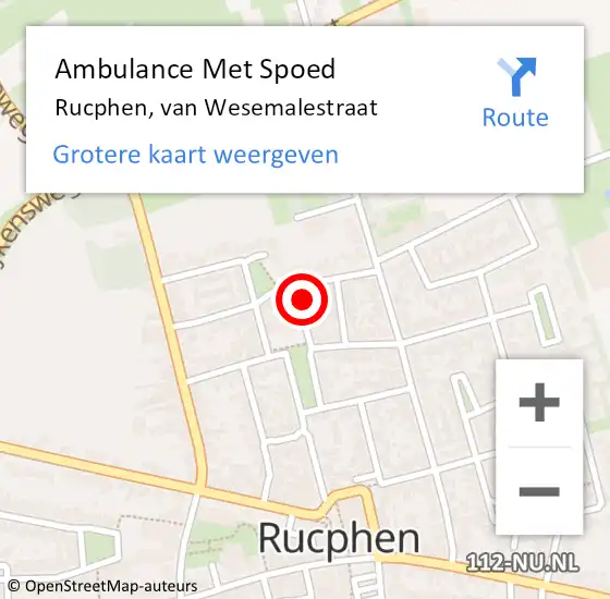 Locatie op kaart van de 112 melding: Ambulance Met Spoed Naar Rucphen, van Wesemalestraat op 14 juli 2017 18:41