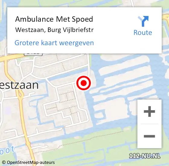 Locatie op kaart van de 112 melding: Ambulance Met Spoed Naar Westzaan, Burg Vijlbriefstr op 14 juli 2017 19:55