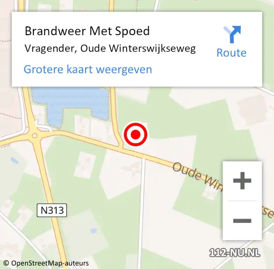 Locatie op kaart van de 112 melding: Brandweer Met Spoed Naar Vragender, Oude Winterswijkseweg op 14 juli 2017 20:04