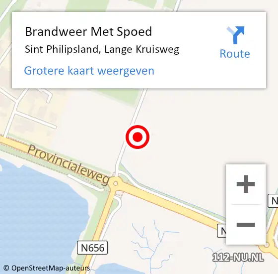 Locatie op kaart van de 112 melding: Brandweer Met Spoed Naar Sint Philipsland, Lange Kruisweg op 27 januari 2014 05:26