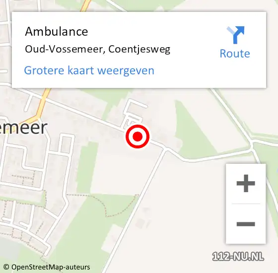 Locatie op kaart van de 112 melding: Ambulance Oud-Vossemeer, Coentjesweg op 14 juli 2017 20:57