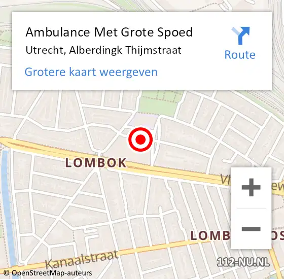 Locatie op kaart van de 112 melding: Ambulance Met Grote Spoed Naar Utrecht, Alberdingk Thijmstraat op 14 juli 2017 21:25