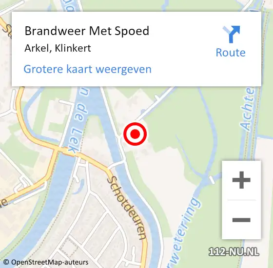 Locatie op kaart van de 112 melding: Brandweer Met Spoed Naar Arkel, Klinkert op 14 juli 2017 21:36