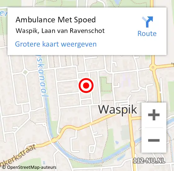 Locatie op kaart van de 112 melding: Ambulance Met Spoed Naar Waspik, Laan van Ravenschot op 14 juli 2017 21:53