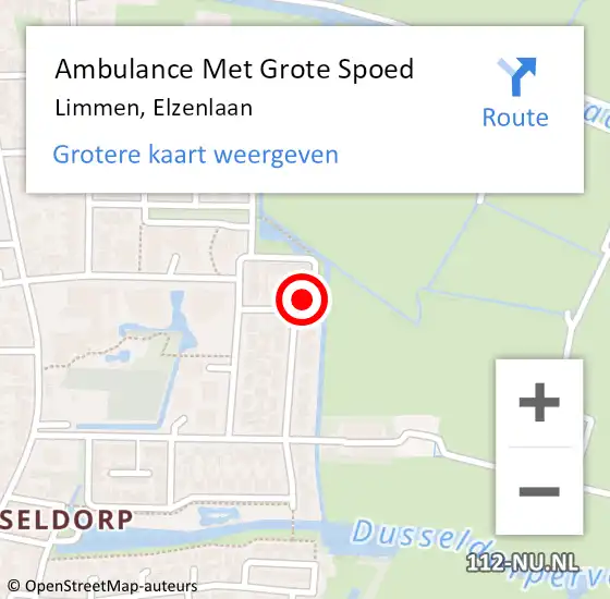 Locatie op kaart van de 112 melding: Ambulance Met Grote Spoed Naar Limmen, Elzenlaan op 14 juli 2017 22:04