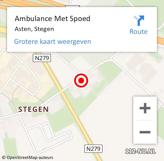 Locatie op kaart van de 112 melding: Ambulance Met Spoed Naar Asten, Stegen op 14 juli 2017 22:23