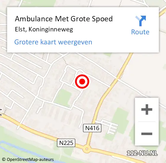 Locatie op kaart van de 112 melding: Ambulance Met Grote Spoed Naar Elst, Koninginneweg op 14 juli 2017 22:26