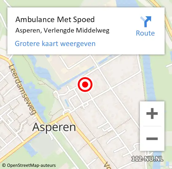 Locatie op kaart van de 112 melding: Ambulance Met Spoed Naar Asperen, Verlengde Middelweg op 15 juli 2017 00:07